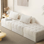 2-6 Seater Boucle Modular Sofa & Ottoman Set Armless White