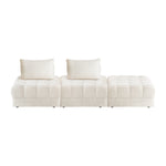 2-6 Seater Boucle Modular Sofa & Ottoman Set Armless White