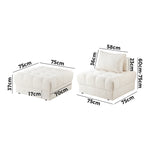 2-6 Seater Boucle Modular Sofa & Ottoman Set Armless White