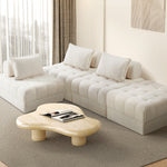 2-6 Seater Boucle Modular Sofa & Ottoman Set Armless White