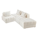 2-6 Seater Boucle Modular Sofa & Ottoman Set Armless White