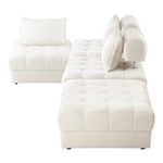 2-6 Seater Boucle Modular Sofa & Ottoman Set Armless White