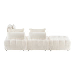 2-6 Seater Boucle Modular Sofa & Ottoman Set Armless White