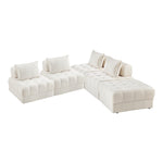 2-6 Seater Boucle Modular Sofa & Ottoman Set Armless White