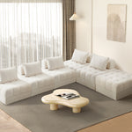 2-6 Seater Boucle Modular Sofa & Ottoman Set Armless White