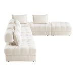 2-6 Seater Boucle Modular Sofa & Ottoman Set Armless White