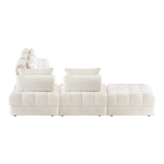 2-6 Seater Boucle Modular Sofa & Ottoman Set Armless White