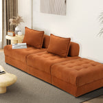 2/3/4 Seater Velvet Modular Sofa & Ottoman Set with Backrest Brown