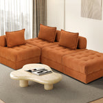 2/3/4 Seater Velvet Modular Sofa & Ottoman Set with Backrest Brown