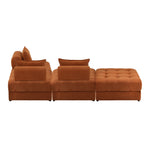 2/3/4 Seater Velvet Modular Sofa & Ottoman Set with Backrest Brown