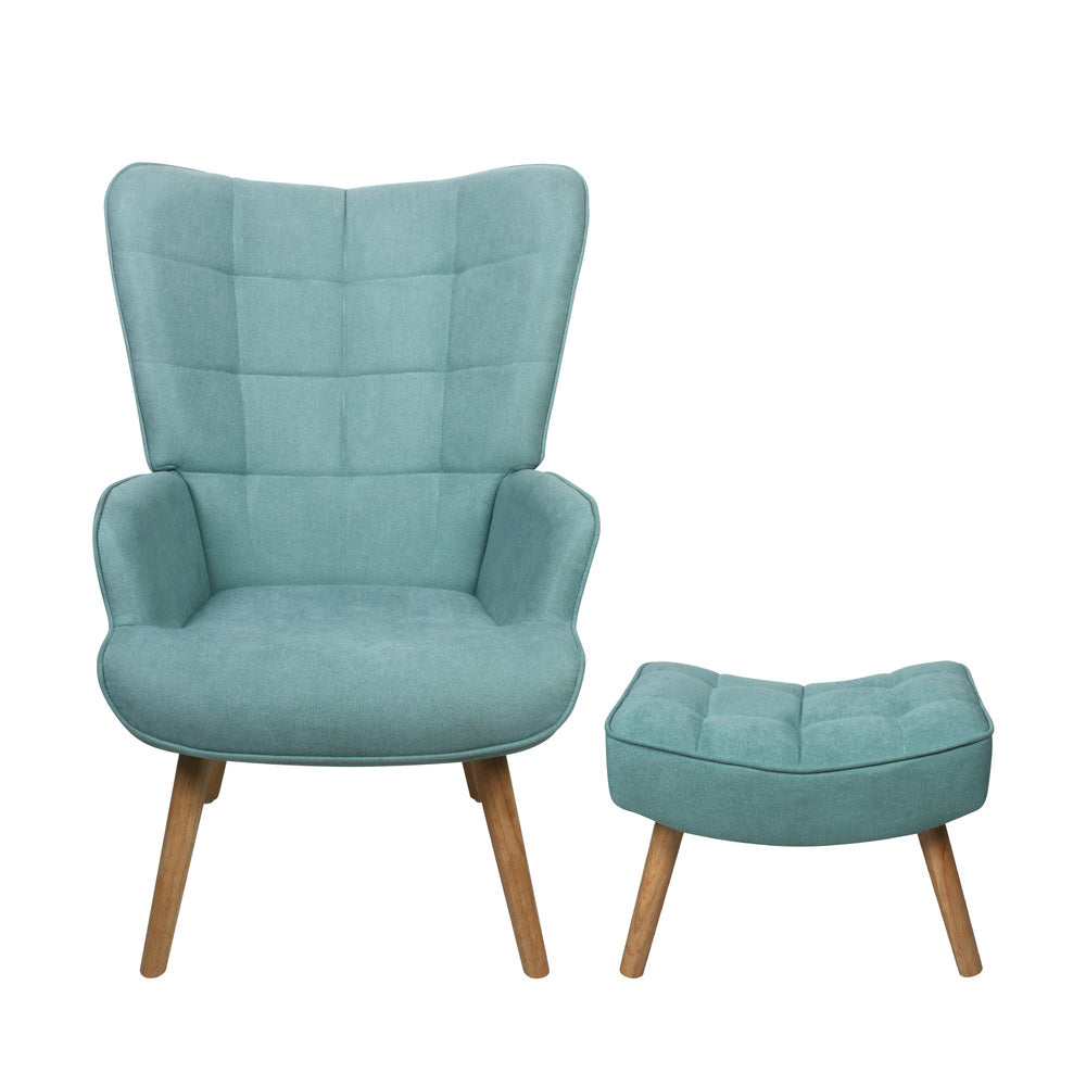 Armchair Lounge Chair Ottoman Accent Armchairs Fabric Sofa Chairs Blue