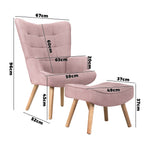 Armchair Lounge Chair Ottoman Accent Armchairs Fabric Sofa Chairs Pink