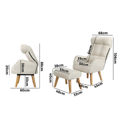 2x 360 Swivel Recliner Armchair Lounge with Stool Beige