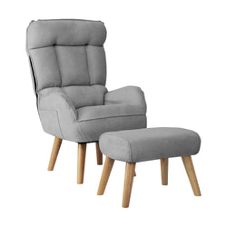 Armchair wit Stool, Home Lounge with 360 Swivel Seat and 145 Recline Grey