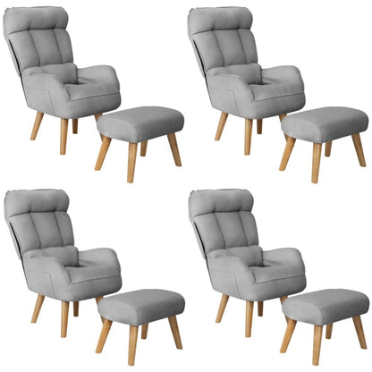 4x 360 Swivel Recliner Armchair Lounge with Stool Grey