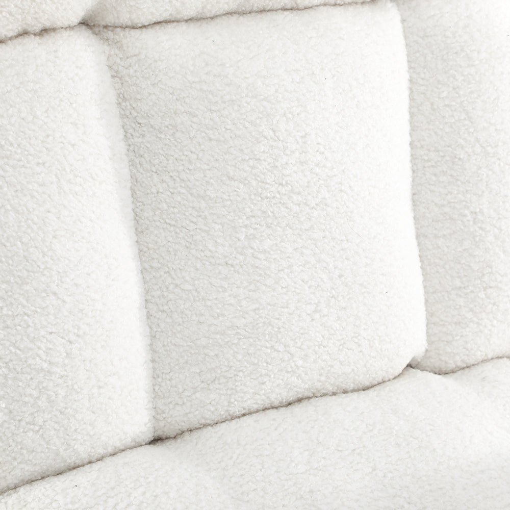 Armchair with Ottoman Swivel Sherpa White