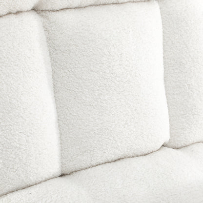 Armchair with Ottoman Swivel Sherpa White