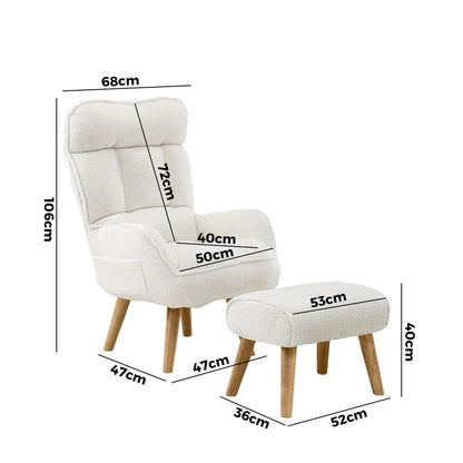 4X 360 Swivel Recliner Armchair Lounge with Stool Sherpa