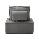 Modular Sofa Lounge Chair Armless Adjustable Back Linen Grey