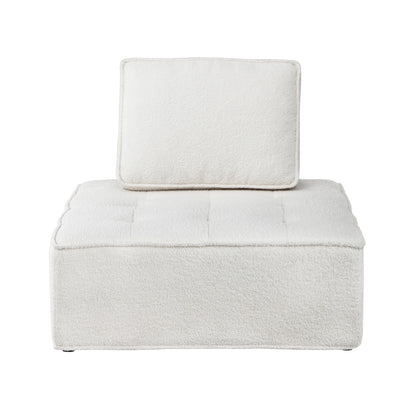 1PC Modular Sofa Lounge Chair Armless Adjustable Back Sherpa White