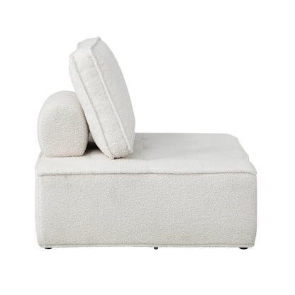 1PC Modular Sofa Lounge Chair Armless Adjustable Back Sherpa White