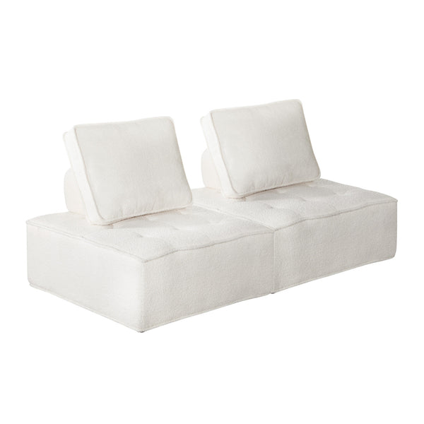  2PCS Modular Sofa Lounge Chair Armless Adjustable Back Sherpa White