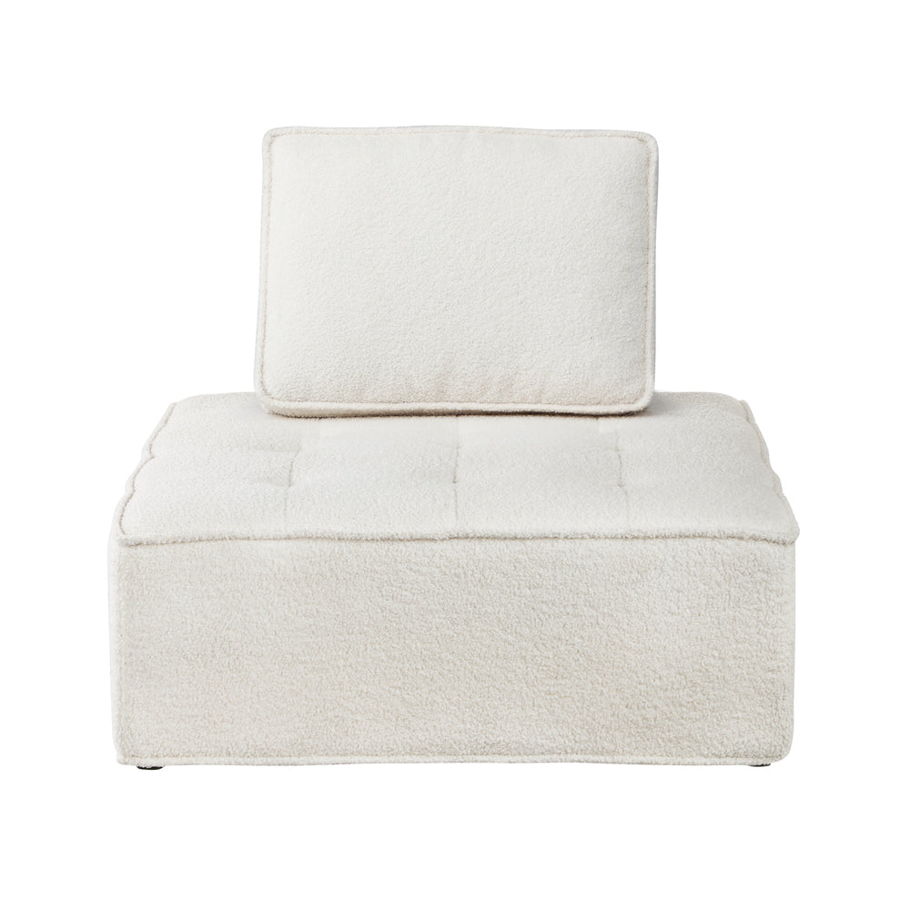 Modular Sofa Lounge Chair Armless Adjustable Back Sherpa White