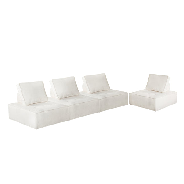  Modular Sofa Lounge Chair Armless Adjustable Back Sherpa White