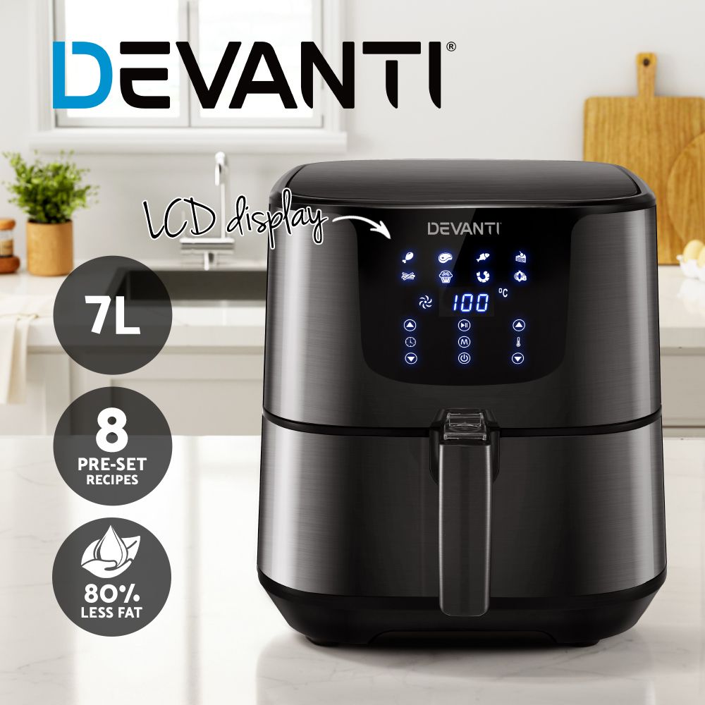 Air Fryer 7L Lcd Fryers Black
