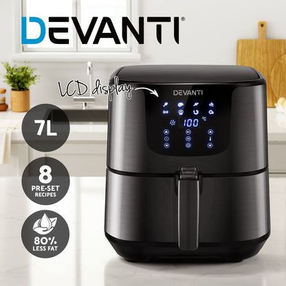 Air Fryer 7L Lcd Fryers Black