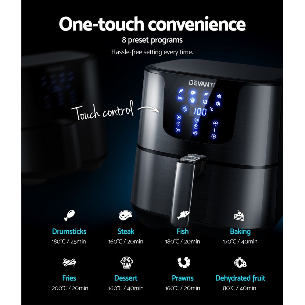 Air Fryer 7L Lcd Fryers Black