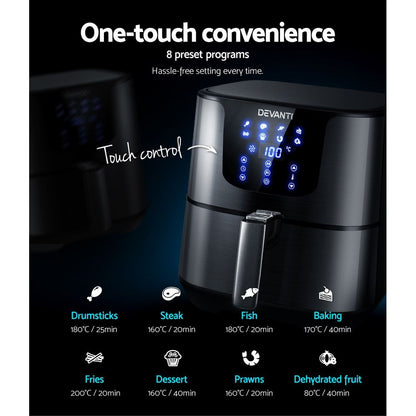 Air Fryer 7L Lcd Fryers Black