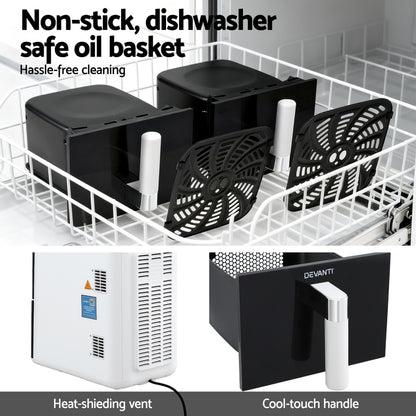 11L Dual Zone Air Fryer Oven With Rapid Heat Circulation Technology