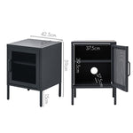 Bedside Table Mesh Door Cabinet - Mini Black