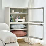 Double Mesh Door Storage Cabinet Organizer Bedroom White