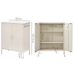 Metal Locker Storage Shelf Organizer Cabinet Buffet Sideboard Yellow/White