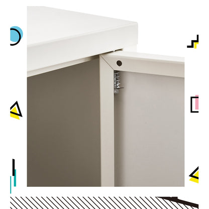 Metal Locker Storage Shelf Organizer Cabinet Buffet Sideboard Yellow/White