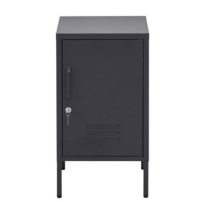 Sleek Black Metal Bedside Table Cabinet