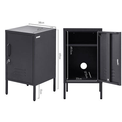 Sleek Black Metal Bedside Table Cabinet