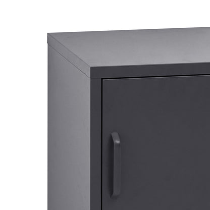 Sleek Black Metal Bedside Table Cabinet