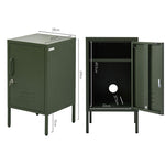 Bedside Table Metal Cabinet - Black/Green