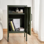 Bedside Table Metal Cabinet - Black/Green