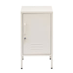 Sleek White Metal Bedside Table