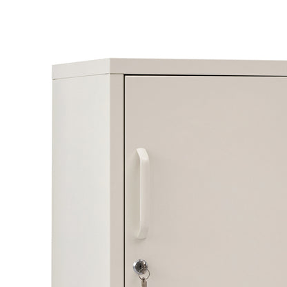 Sleek White Metal Bedside Table
