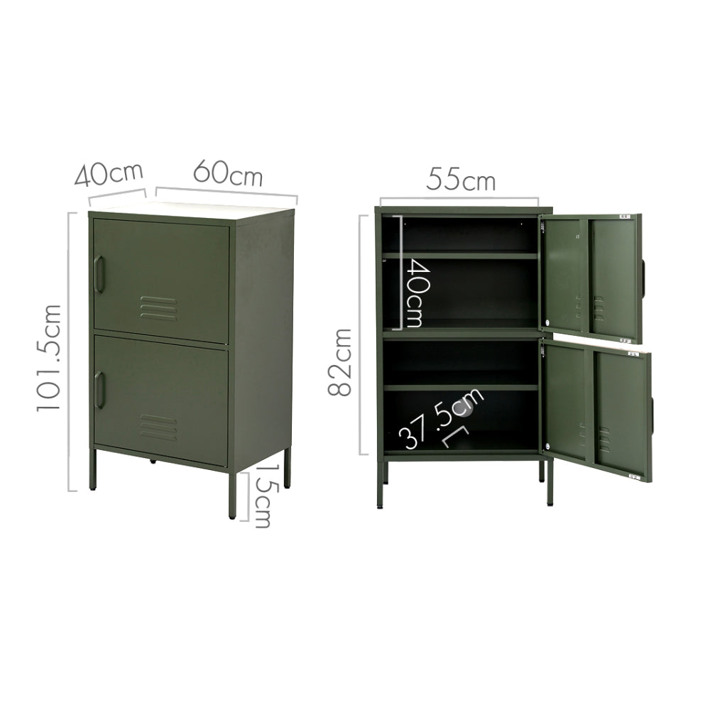 Buffet Sideboard Metal Cabinet - Double Green