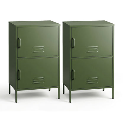 Green Metal Buffet Sideboard Cabinet Set of 2 | HomeAndLivin