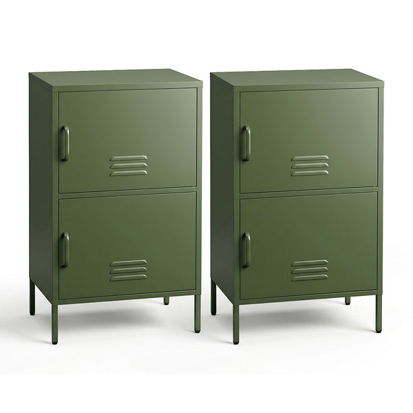  Green Metal Buffet Sideboard Cabinet Set of 2 | HomeAndLivin