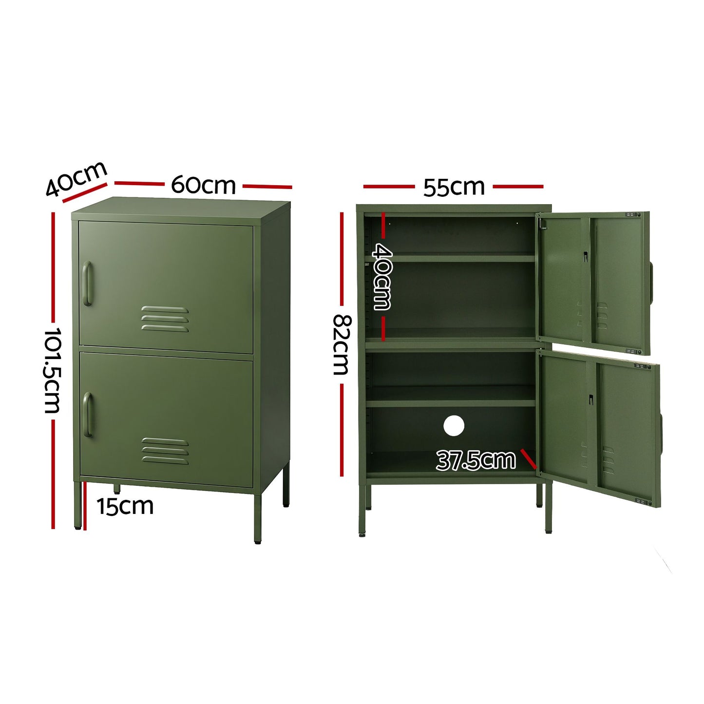 Green Metal Buffet Sideboard Cabinet Set of 2 | HomeAndLivin