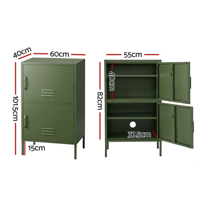 Green Metal Buffet Sideboard Cabinet Set of 2 | HomeAndLivin