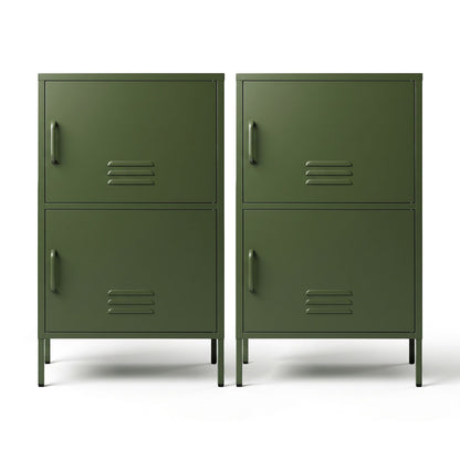 Green Metal Buffet Sideboard Cabinet Set of 2 | HomeAndLivin